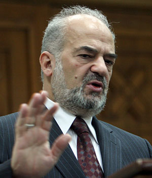 Iraqi Prime Minister Ibrahim al-Jaafari talks to journalists during a press conference in Baghdad, Iraq, Nov. 15, 2005 (AP)
