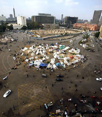 View of Tahrir Square where protesters opposing Egyptian President Mursi are camping, in Cairo. (R)