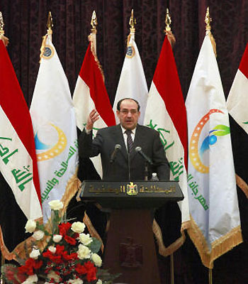 Iraqi Prime Minister Nuri al-Maliki speaks to the press in Baghdad, Iraq. (AP)