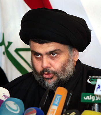 Shiite cleric Muqtada al-Sadr speaks during a press conference in the Shiite holy city of Najaf, 100 miles (160 kilometers) south of Baghdad. (AP)