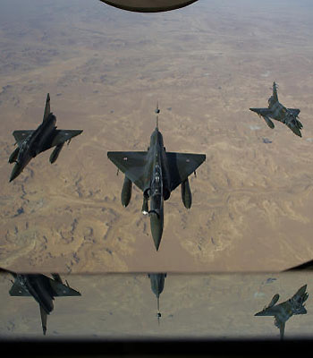 French Mirage 2000 D aircraft flying to N'Djamena , after taking off from the French military base of Nancy. (AP)