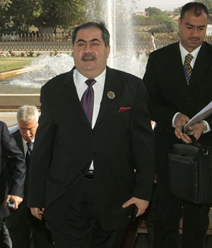 Iraqi Foreign Minister Hoshyar Zebari arrives at the conference hall in Khartoum, where preparatory meetings for next week's Arab Summit meeting began 25 March 2006 (AFP)