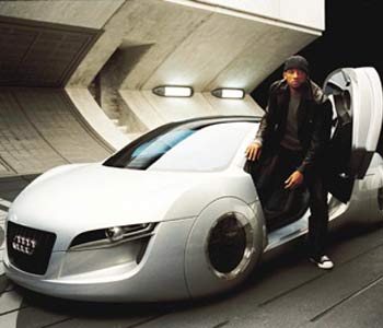 Will Smith steps out of the Audi RSQ concept car in the 2004 Movie "I, Robot"