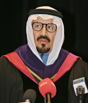 Saudi Arabian Crown Prince Sultan Bin Abdul Aziz delivers a speech following his honorary doctorate conferral ceremony hosted by Waseda University in Tokyo, 07 April 2006 (AFP)