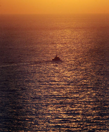 An Israeli navy boat patrols along the northern border with southern Lebanon (EPA)