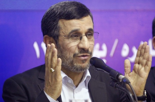 Iran's President Mahmoud Ahmadinejad talks during a news conference at the end of his visit to Cairo, February 7, 2013. (REUTERS/Asmaa Waguih)