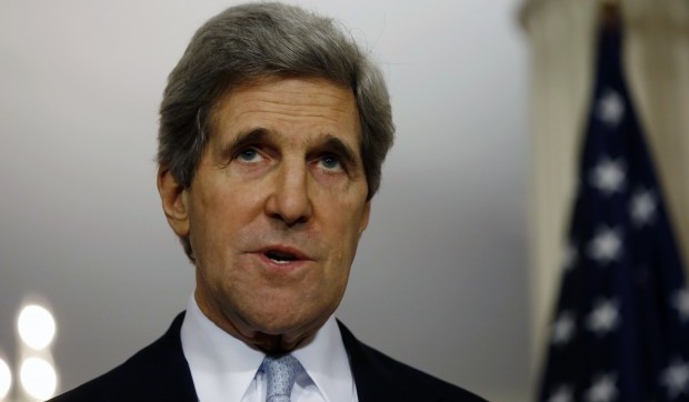 U.S. Secretary of State John Kerry speaks to the press following his meeting with Canada's Foreign Minister John Baird (not pictured) at the State Department in Washington, February 8, 2013. REUTERS/Jason Reed