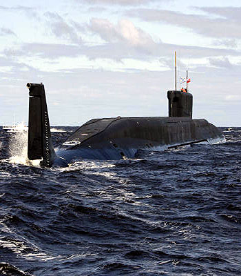 FILE In this Thursday, July 2, 2009 file photo a new Russian nuclear submarine, Yuri Dolgoruky, is seen during sea trials near Arkhangelsk, Russia. (AP)