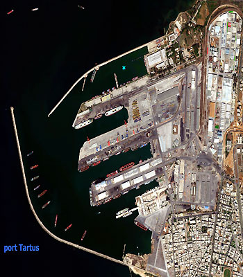 Satellite photo of the tartus naval base.