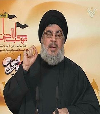 An image grab from Hezbollah's Al-Manar TV shows Hassan Nasrallah, the head of Lebanon's militant Shiite Muslim movement Hezbollah. (AFP)