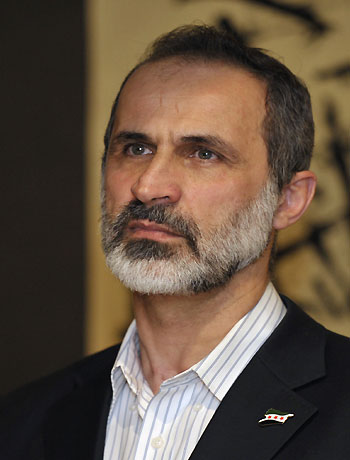 Ahmed Moaz al-Khatib, the leader of the Syrian Opposition Coalition, is pictured at the Munich Security Conference on February 1, 2013. (AFP)