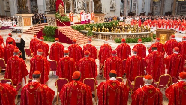 Cardinals attend the religious mass 'Pro Eligendo Romano Pontifice' at  Saint Peter's Basilica in the Vatican, Vatican City, 12 March 2013. Source:   EPA/MICHAEL KAPPELER