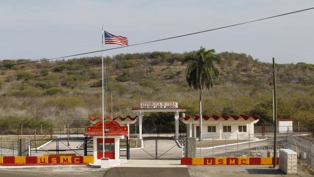 The Northeast gate marks the end of U.S. soil as the road leads into Cuba at Guantanamo Bay U.S. Naval Base