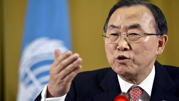 Ban Ki-moon speaks at press conference. (EPA)