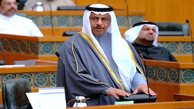 Kuwaiti Prime Minister Sheikh Jaber Mubarak al-Sabah addresses a parliament session at the National Assembly in Kuwait City on February 19, 2013. (AFP PHOTO/YASSER AL-ZAYYAT)