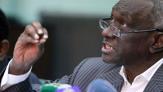 Sudanese Vice President Ali Osman Taha gestures as he speaks during a press conference in the Sudanese capital Khartoum on March 26, 2013. (AFP)