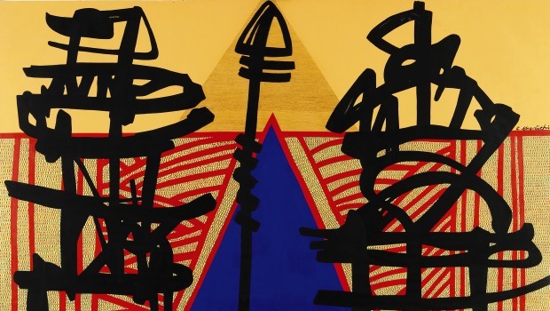 Detail of "Scrutineer of the Hidden Passion" by Rachid Koraichi, one of the 47 works that will be sold at auction by Sotheby's in Doha today. Image courtesy of Sotheby's.