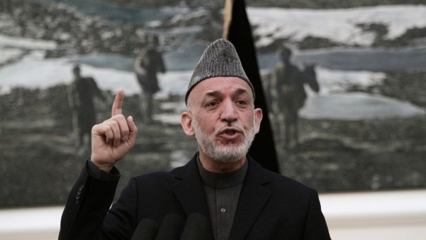 Afghan President Hamid Karzai speaks during a news conference in Kabul, Afghanistan, Saturday, May 4, 2013. Source: AP Photo/Rahmat Gul