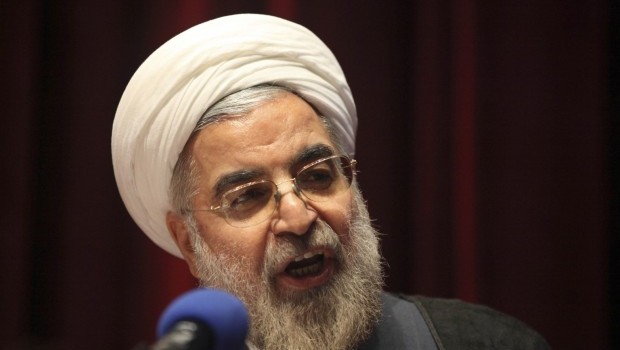 Iran's former nuclear negotiator, Hasan Rohani, a potential front-runner in the presidential race speaks during an electoral rally in Tehran, Iran on Thursday, April 11, 2013. (AP Photo/Vahid Salemi)