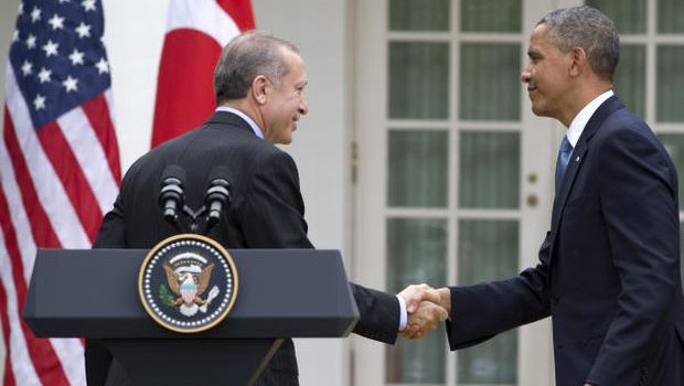 President Barack Obama shakes hands with Turkish Prime Minister Recep Tayyip Erdogan at the end of their joint news conference in the Rose Garden of the White House in Washington, Thursday May 16, 2013. (AP Photo/Jacquelyn Martin)