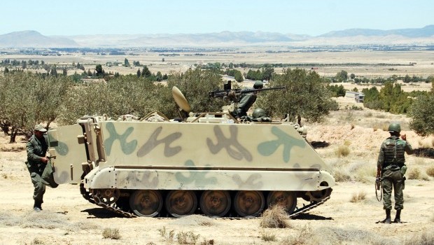 Tunisian soldiers stand guard on June 11, 2013 in the Mount Chaambi region where the Tunisian army has been tracking militants the government says are veterans of the Islamist rebellion in northern Mali with links to Al-Qaeda in the Islamic Maghreb. Source: AFP Photo/Abderrazek Khlifi