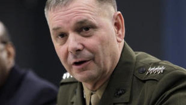 FILE - In this Jan. 29, 2011 file photo, then Joint Chiefs Vice Chairman Gen. James E. Cartwright takes part in media briefing at the Pentagon in Washington. (AP Photo/Pablo Martinez Monsivais)