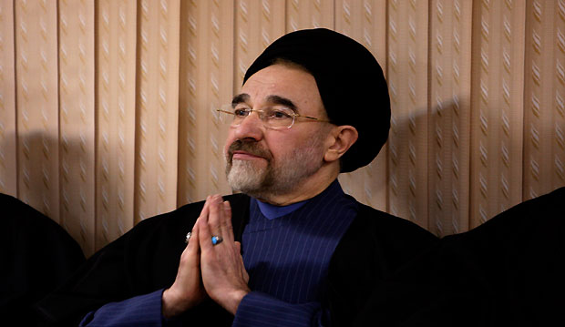 n this Sunday, Feb. 8, 2009, file photo, Iran's former reformist President Mohammad Khatami, attends a ceremony organized by his party, a group of pro-reform clerics, in Tehran, Iran, to announce he'll challenge hard-line President Mahmoud Ahmadinejad in the country's June 12, 2009, presidential elections. (AP Photo/Vahid Salemi, File)