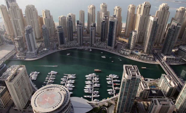 n image taken from Burj Khalifa, the world's tallest skyscraper, on May 21, 2013 shows part of Dubai's Marina. (AFP/Marwan Naamani)