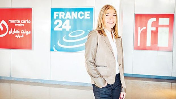 Marie-Christine Saragosse at the France 24 office in Issy-les-Moulineaux. Source: Asharq Al-Awsat