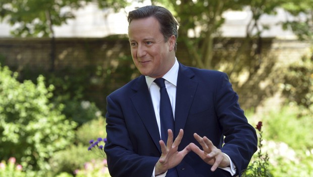 Britain's Prime Minister David Cameron speaks with BBC journalist Andrew Marr during a televised interview in the garden of 10 Downing Street in London on July 19, 2013 in this handout photo released by the BBC on July 21, 2013.  Source: Reuters/BBC/Jeff Overs
