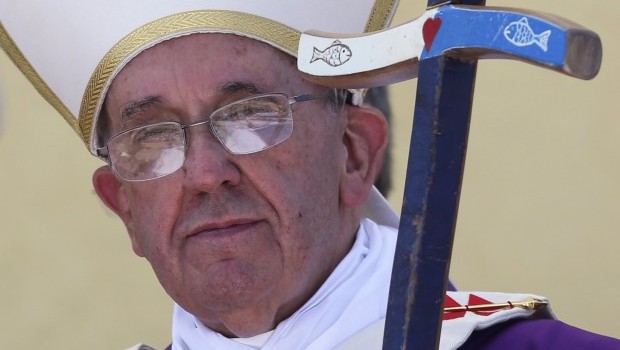 Pope Francis celebrates a mass during his visit at Lampedusa Island