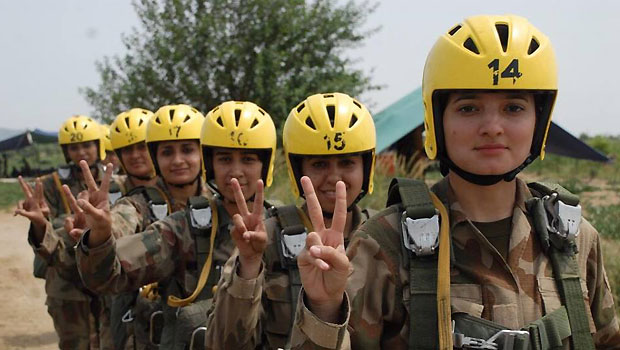 File photo of first batch of female Pakistani paratroopers during training. 