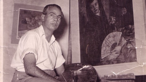 Hafed Al-Droubi in his studio in Baghdad in 1952. (Courtesy of Mina Al-Droubi)