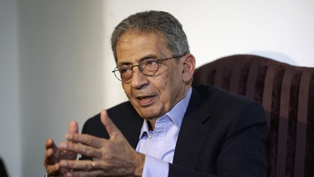 File photo of Amr Moussa from Thursday, June 27, 2013. (AP Photo/Hassan Ammar)