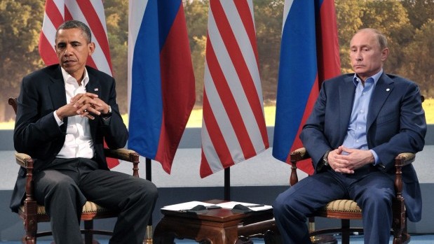 A file picture dated 17 June 2013 shows Russian President Vladimir Putin (R) and US President Barack Obama (L) during bilateral talks on the first day of the G8 summit at Lough Erne in Northern Ireland, Britain. (EPA/Alexei Nikolsky/Ria Novosti)