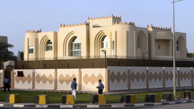 This June 18, 2013 file photo shows a general view of Taliban office in Doha before the official opening in Doha, Qatar. (AP Photo/Osama Faisal)