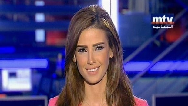 Diana Fakhouly as she presents for the Lebanese news outlet, Murr Television. 