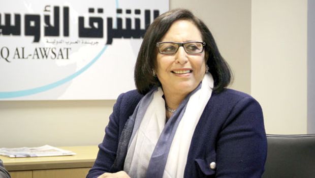 Najdiyah Al-Hejailan speaks to Asharq Al-Awsat at the newspapers headquarters in London. (Asharq Al-Awsat/James Hanna) 