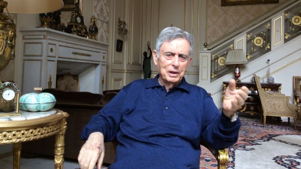 Former Syrian vice-president Abdul Halim Khaddam speaks with Asharq Al-Awsat. (Asharq Al-Awsat)