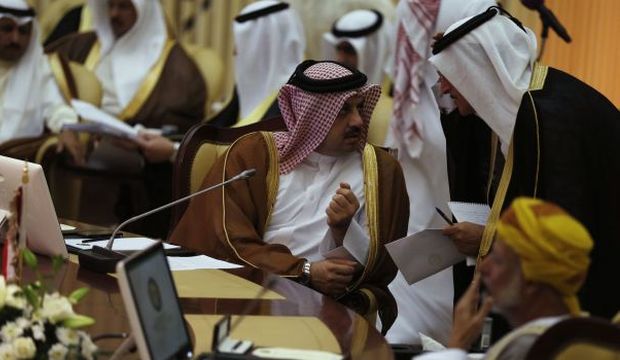 Qatar's Foreign Minister Khalid Bin Mohammed Al-Attiyah (L) attends a Gulf Cooperation Council (GCC) meeting in Riyadh, Saudi Arabia on June 2, 2014. (Reuters/Faisal Al Nasser)