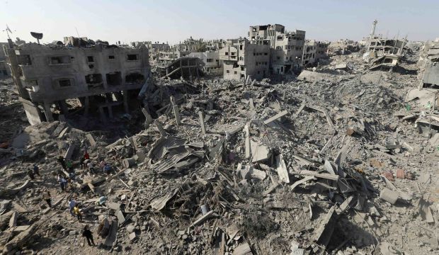 A general view of destruction in the Shejaia neighborhood, which witnesses said was heavily hit by Israeli shelling and air strikes, in the east of Gaza City on August 1, 2014. (Reuters/Mohammed Salem)