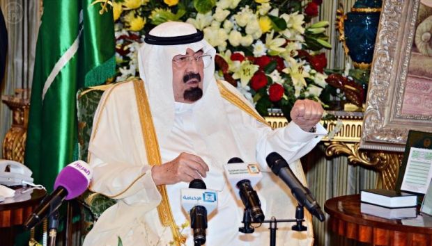 Custodian of the Two Holy Mosques, King Abdullah Bin Abdulaziz Al Saud, speaks before ambassadors in Jeddah on August 29, 2014. (SPA) 