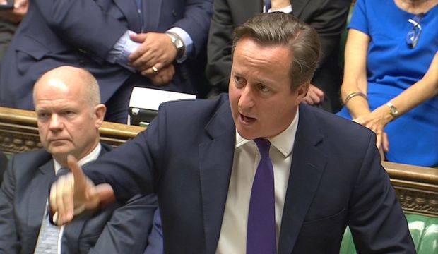 Britain's Prime Minister David Cameron urges lawmakers to back a motion authorizing UK air strikes on ISIS in Iraq on September 26, 2014. (Reuters/UK Parliament)