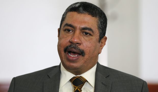 Yemen's then-envoy to the United Nations Khaled Bahah talks during an interview with Reuters in Sana'a, Yemen, in this May 21, 2014 file photo. (Reuters/Khaled Abdullah/Files)