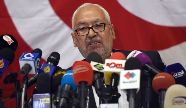Tunisian Ennahda party founder and leader Rachid Ghannouchi speaks during a press conference in Tunis on October 30, 2014. (AFP/Fethi Belaid)
