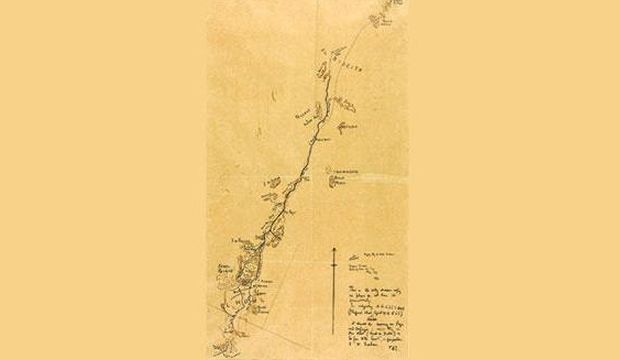The hand-drawn map by T.E. Lawrence. 