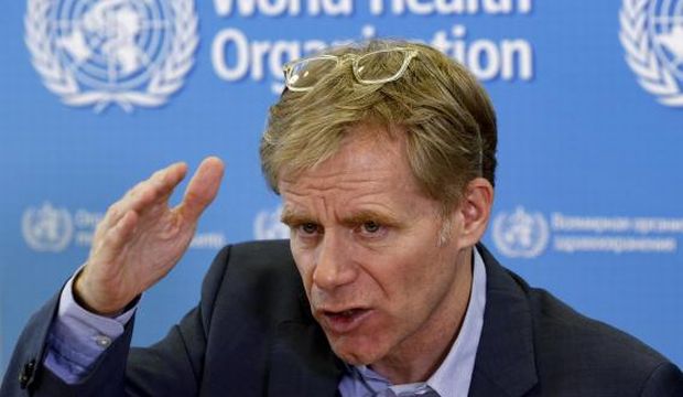 WHO Assistant Director General Aylward gestures during a news conference at the organization's headquarters in Geneva.  (Reuters)