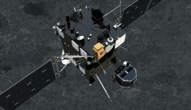 European Space Agency animation of Philae lander separating from mothership Rosetta and descending to surface of comet. (EPA/ESA/ATG Medialab) 