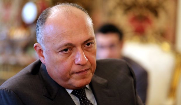 Egyptian FM Sameh Shokri at his office in the Egyptian Foreign Ministry building in Cairo, Egypt, on October 20, 2014. (EPA/Khaled Elfiqi)