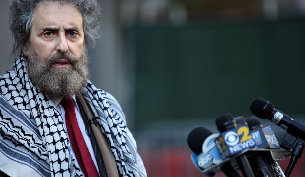 Stanley Cohen, one of the defense lawyers for Osama Bin Laden's son-in-law and former spokesman of Al-Qaeda Sulaiman Abu Ghaith, speaks to media in front of the federal courthouse in Manhattan on September 23, 2014. (AFP/Yana Paskova)